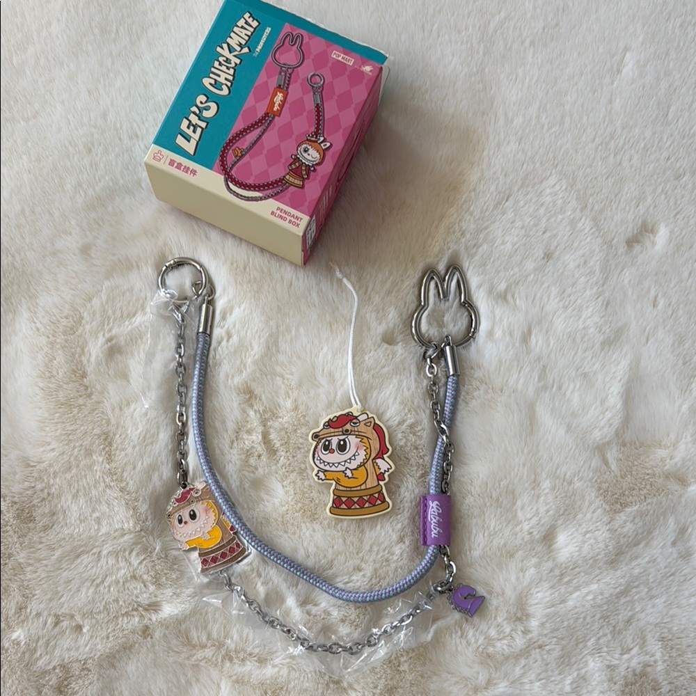POP MART Let’s Checkmate - Pendant Blind Box - open box -Knight Labubu